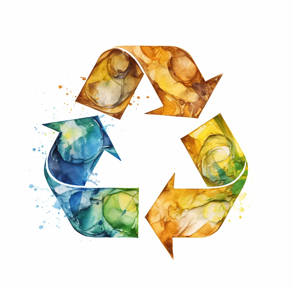 Ein Recycling-Symbol in verschiedenen Farben, das sich von einem einfachen Hintergrund abhebt